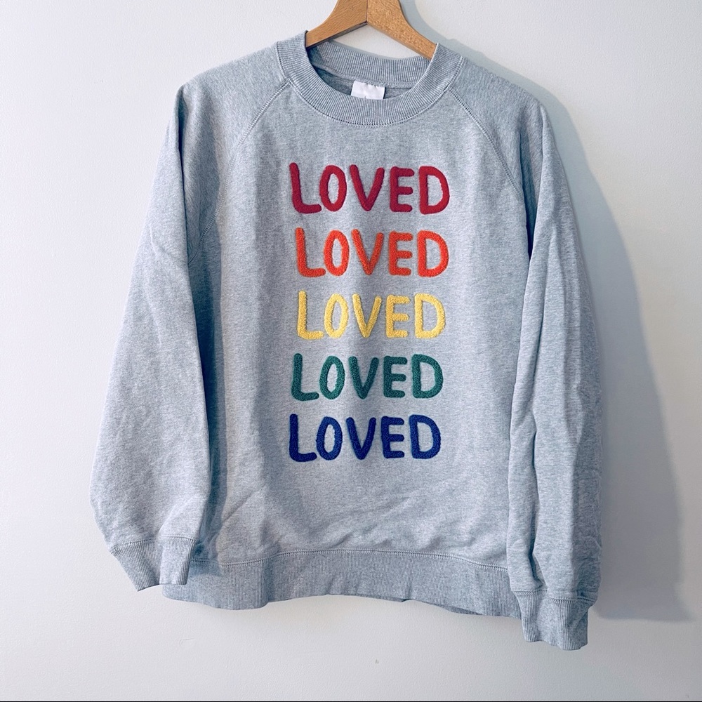 Hanna Andersson Gray Sweatshirt with Multicolor 'Loved' Design